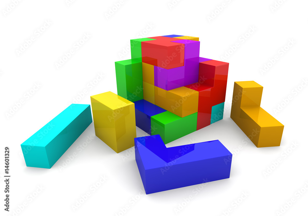 Puzzle tetris cube Stock Illustration | Adobe Stock