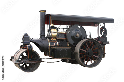 A vintage Black Coal Fired Steam Traction Engine. photo