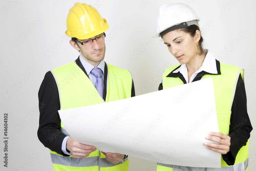 Engineer and client looking on site looking on a project Engineer and client looking on site looking on a project