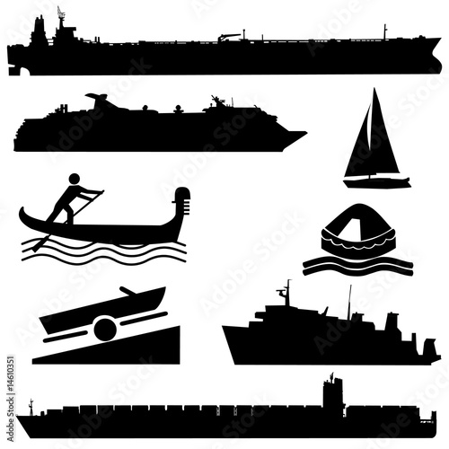assorted boat silhouettes