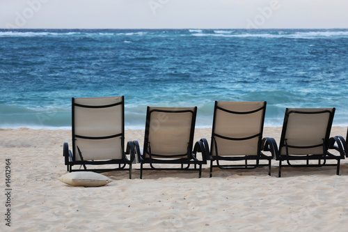 Lounge chairs on beach of Punta Cana, Dominican Republic © Tom Prokop