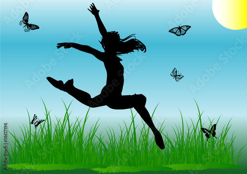 silhouette jump girl