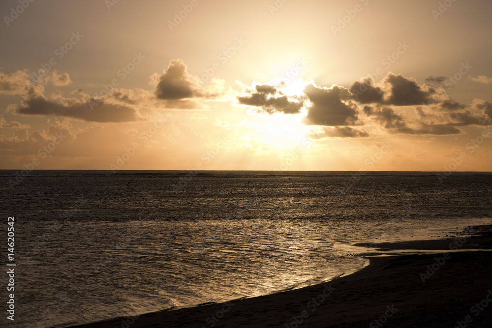 Fototapeta premium Rays of Sunlight beam from behind Clouds