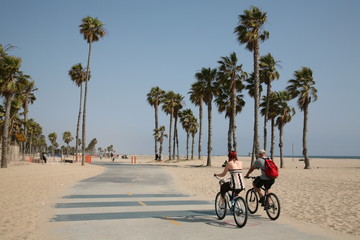 Wandcirkels Los Angeles Strand van Santa Monica Californië  © Serge di Marco