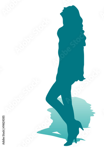 silhouette standing young woman