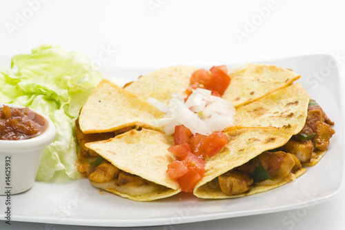 delicious chicken quesadilla and fresh vegetables