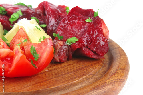 uncooked small beef chunks