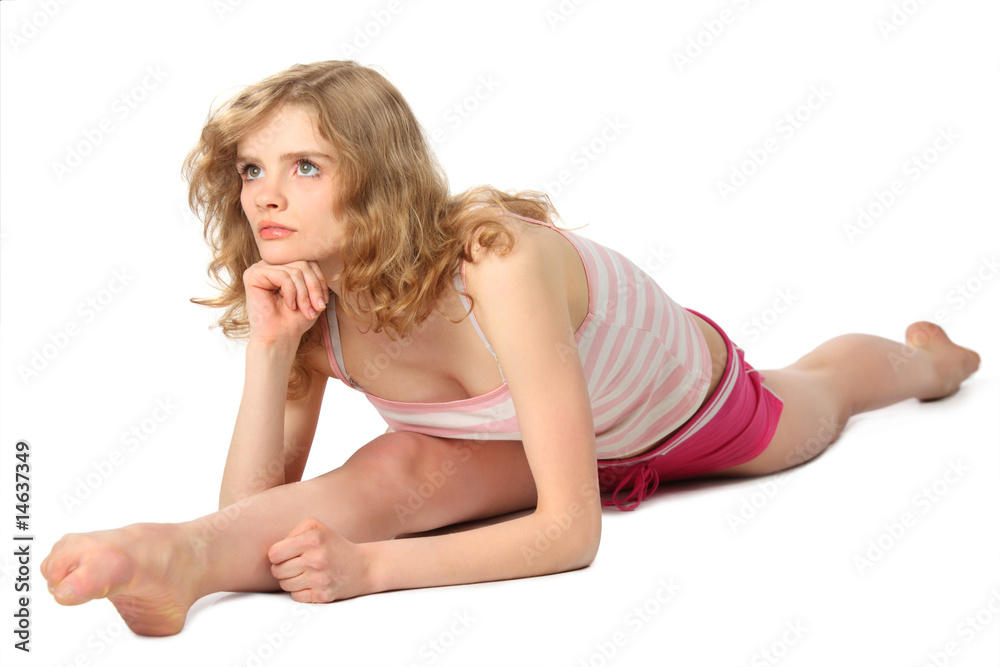Thoughtful girl in sportswear Thoughtful girl in sportswear