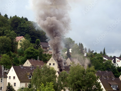 Konstfotografi Haus in Flammen, Wohnungsbrand