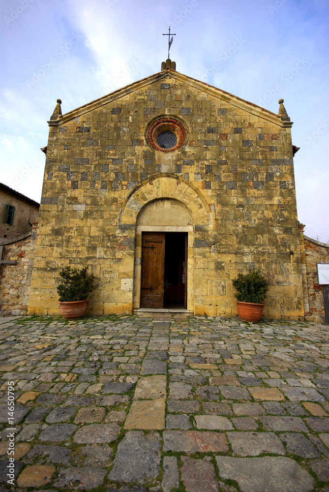 Monteriggiono, Pieve di S. Maria Assunta 2 - obrazy, fototapety, plakaty 