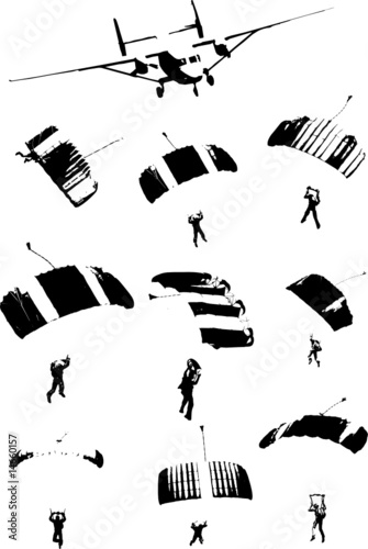 The set of skydivers silhouettes - vector