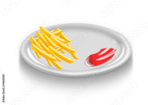 Teller mit Pommes Frites & Ketchup