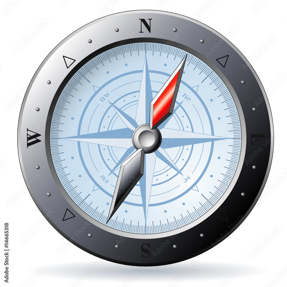 Steel detailed compass isolated on white Steel detailed compass isolated on white