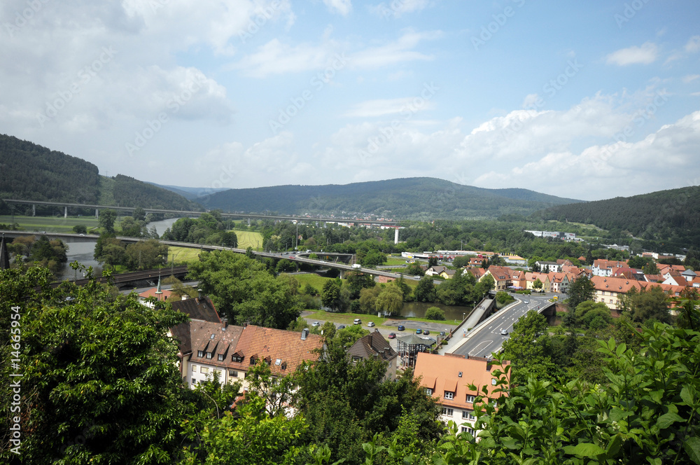 Aerial view of a small German town in Bavarian
