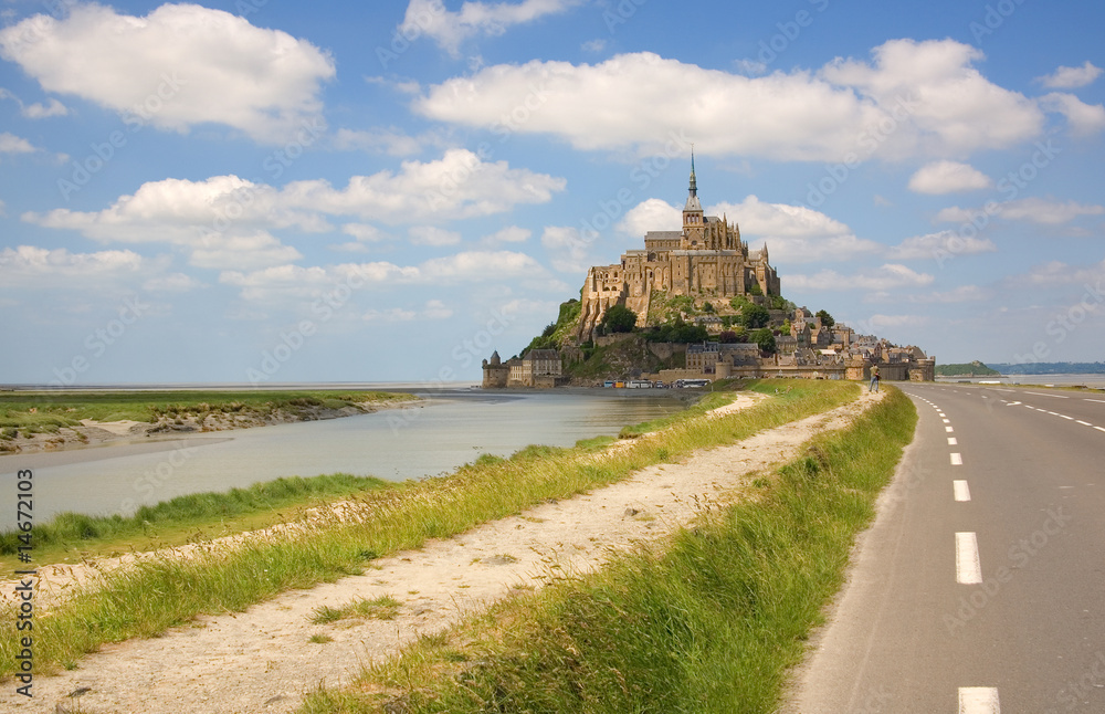 Mont Saint-Michel, rocky tidal island in Normandy, France