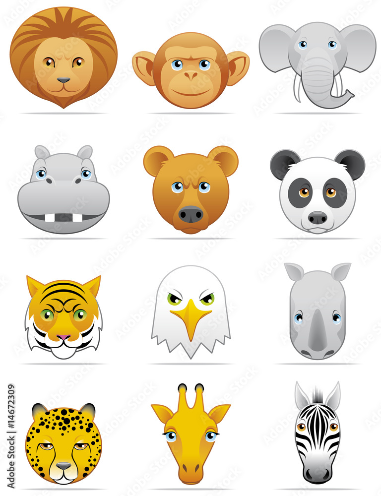 Fototapeta premium Wild animals icons