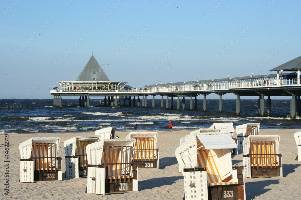 Fototapeta premium Broadwalk along the Baltic Sea on Island of Usedom in Germany