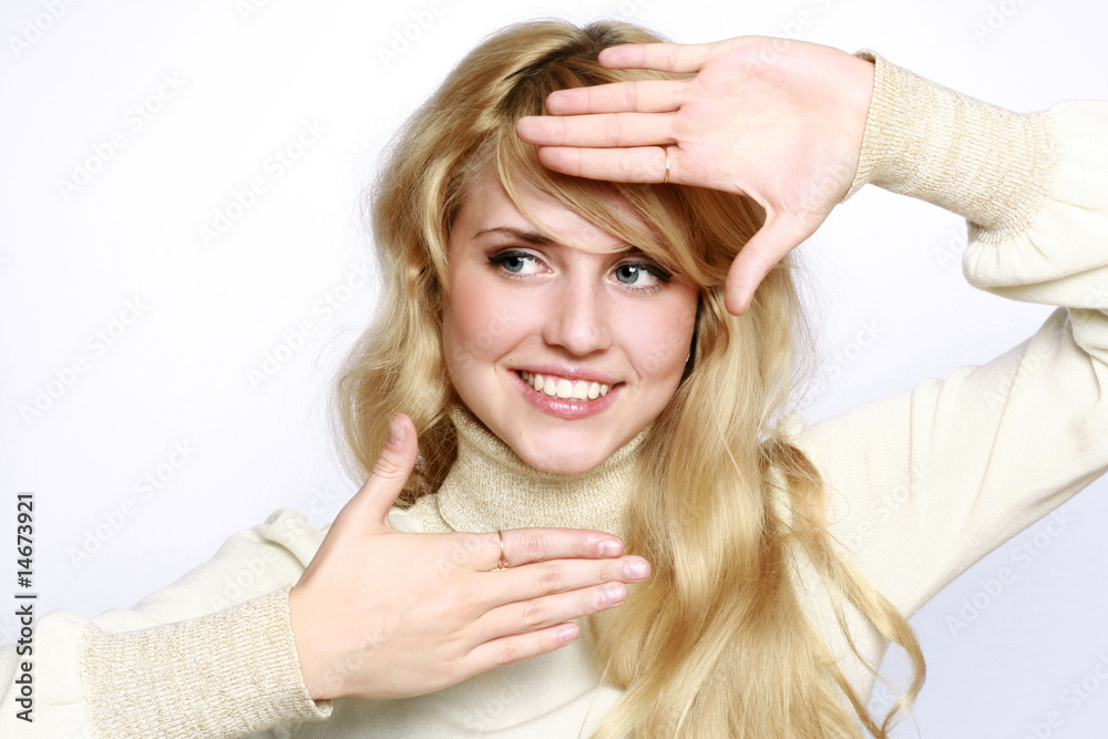 Naklejka premium Attractive beautiful smiling young woman