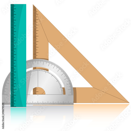 3d vector icon of protractor and rulers