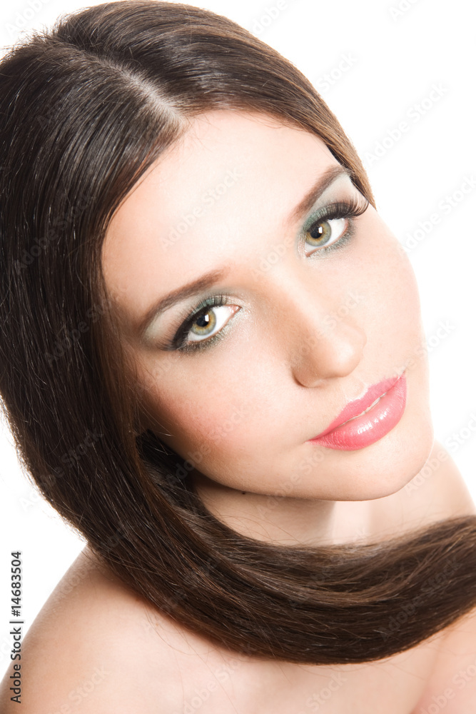 Fototapeta premium Studio portrait of a beautiful young sexy woman, isolated on whi