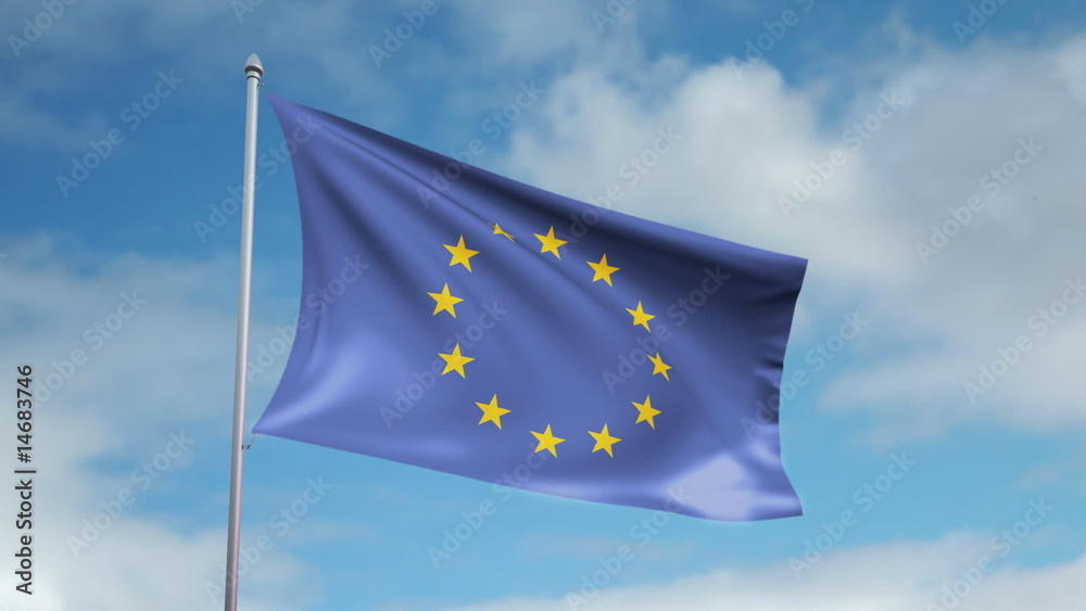 HD 1080p flag of European Union. Seamless loop.