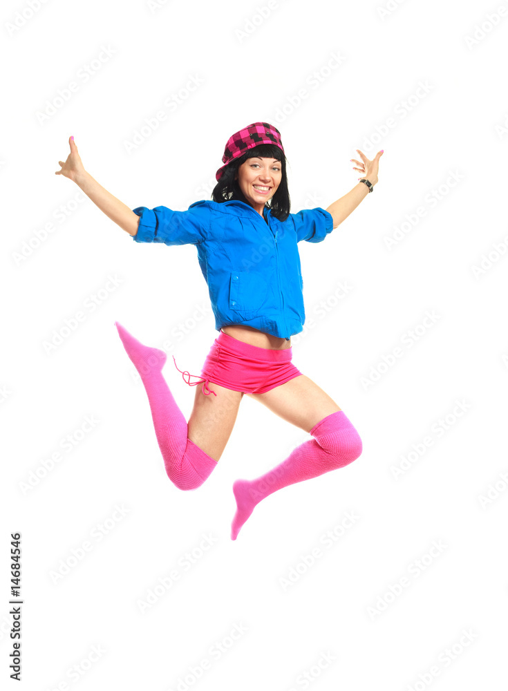 happy jumping girl