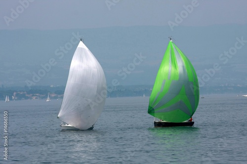Two cruising sailboats