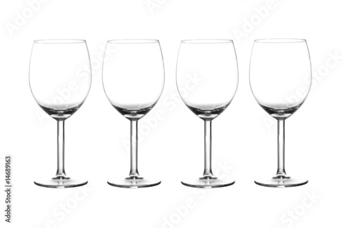 4 empty wine glasses