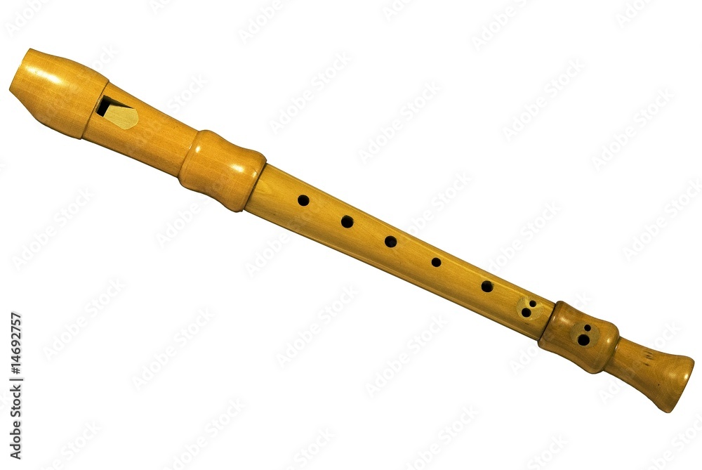 Naklejka premium wooden flute on a white background