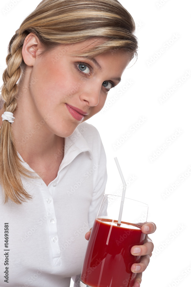 Healthy lifestyle series - Woman with glass of tomato juice Healthy lifestyle series - Woman with glass of tomato juice