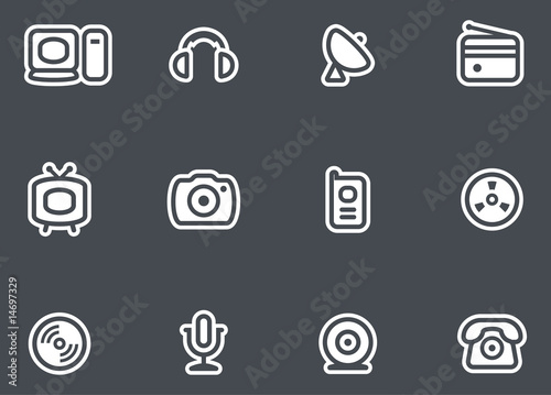 Media, Electronics & Communications  - Vector Icons Set