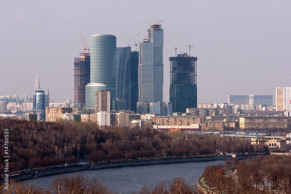 landscape with skyscraper building landscape with skyscraper building