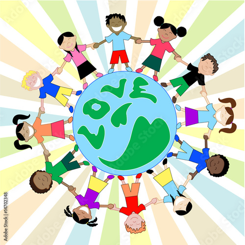 Kids Love Globe Bright Rainbow Heart