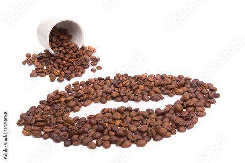 Cup of coffee, full of beans