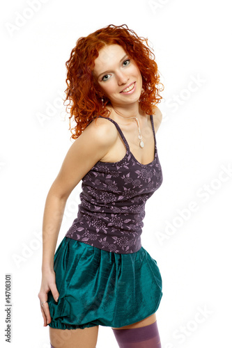 beautiful woman with red curly hair