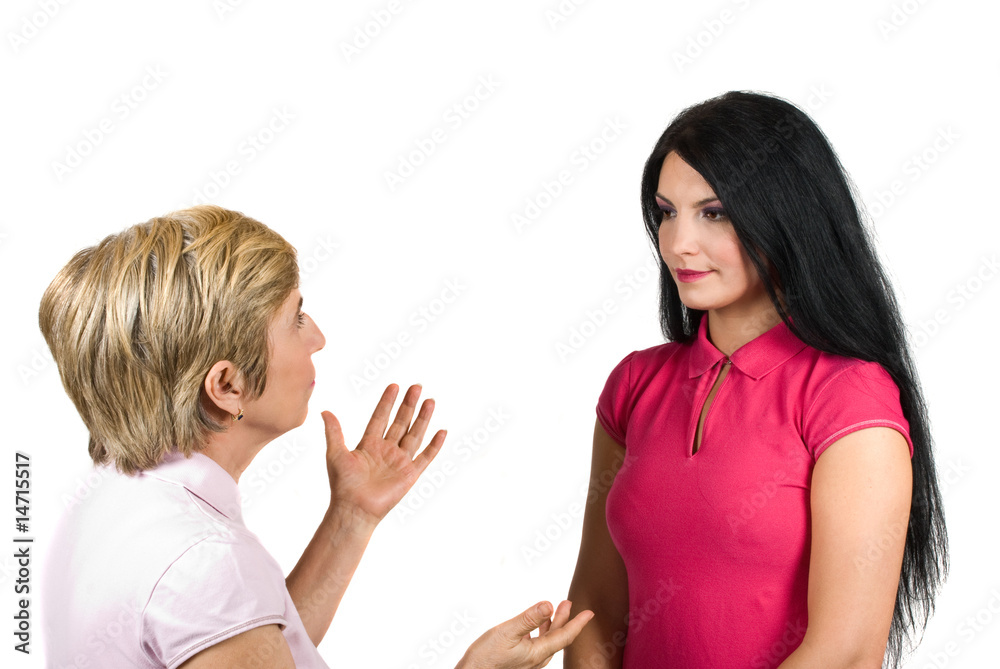 Mother and daughter have a conversation Mother and daughter have a conversation