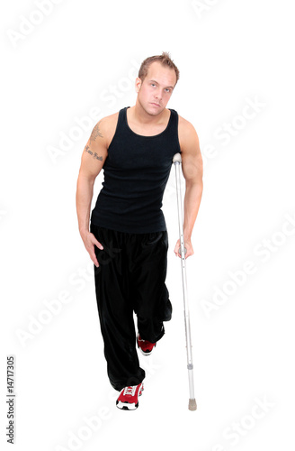 man on crutches