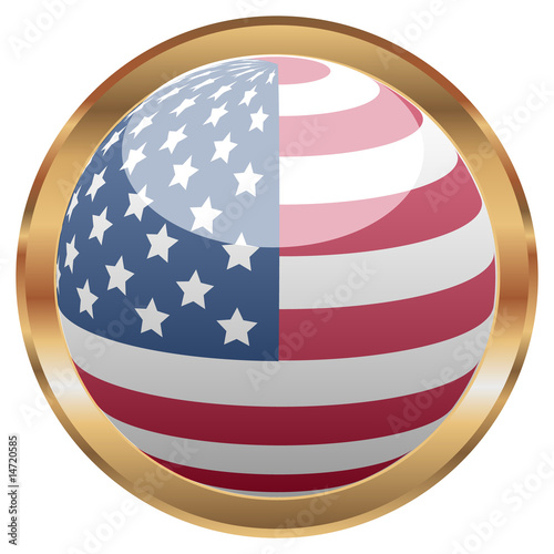 US button with 3d flag