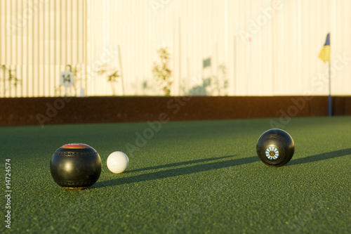 Lawn bowls in the late afternoon sun