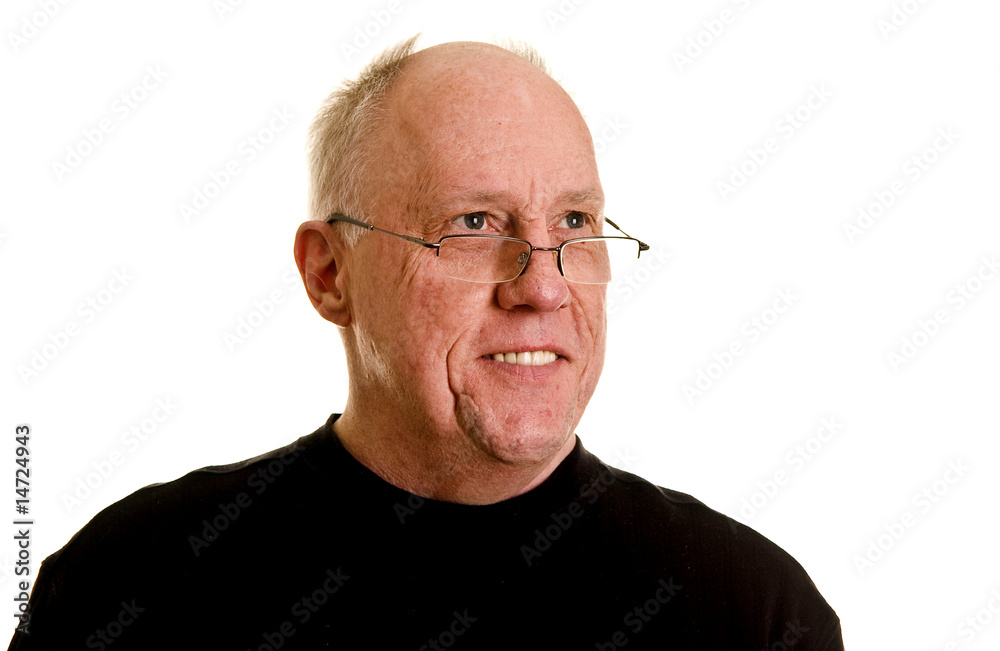 Obraz premium Older Bald Guy Smiling to Left