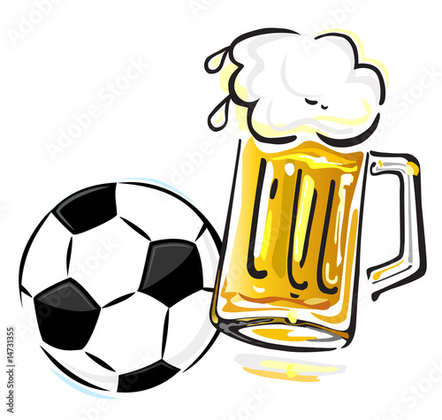 Soccer ball and beer