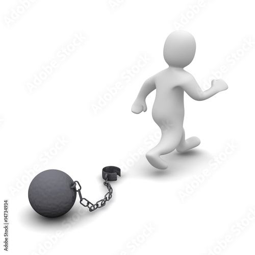 Escaping criminal. 3d rendered illustration isolated on white.