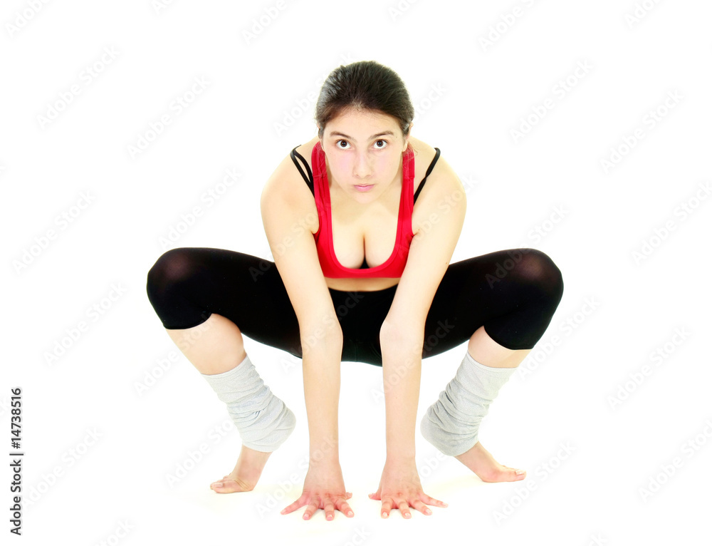 fitness girl in action over white fitness girl in action over white