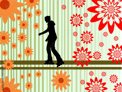 Mädchen auf Rollerblades -Vector-Silhouette