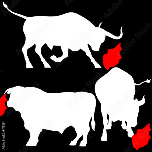 three white bull illustration