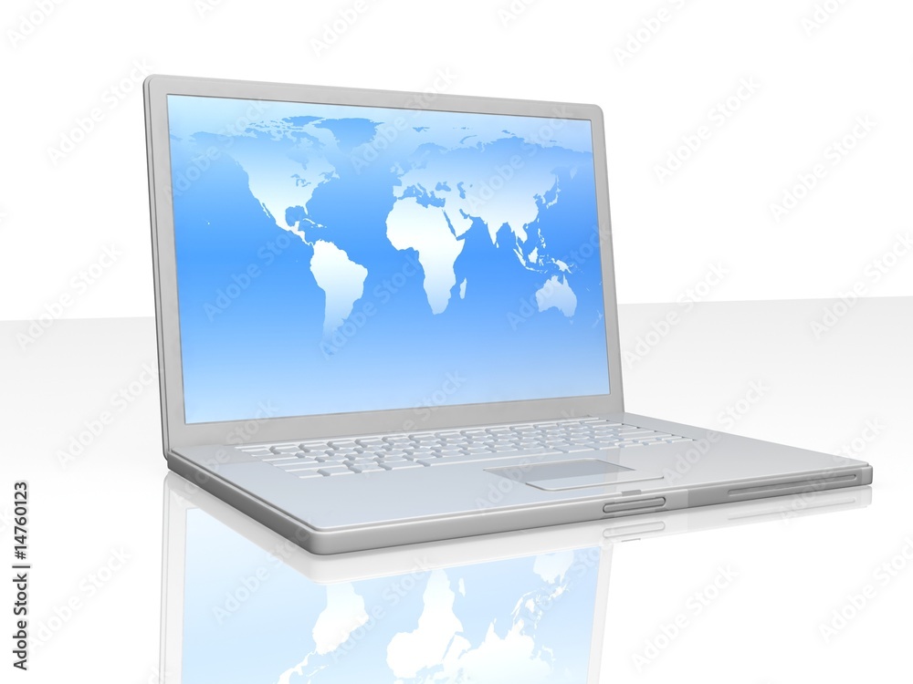 professional Laptop on white background with reflection professional Laptop on white background with reflection