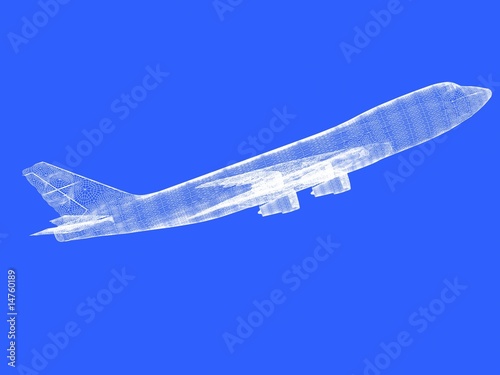 model of jet airplane isolated on blue