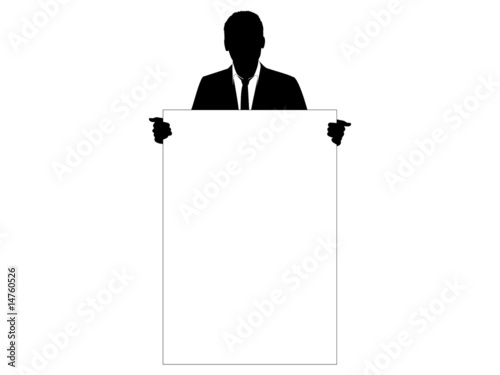 Businessman behind a board