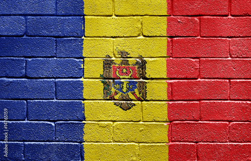 Flag of Moldova on brick wall