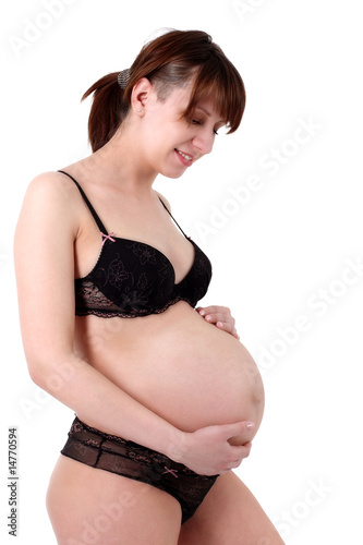 expectant mother 40 weeks isolated on white